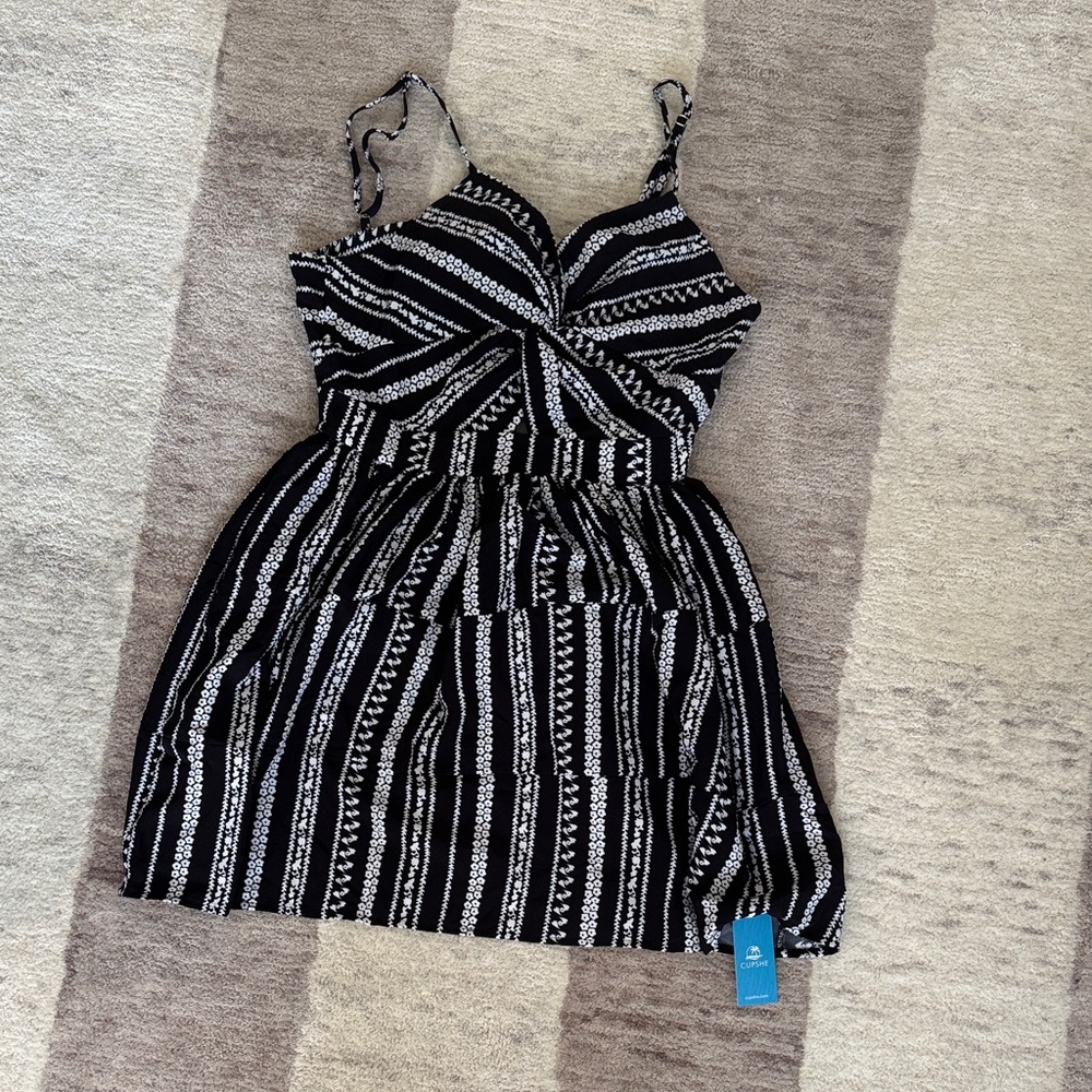 Cupshe Black and White Striped Mini Dress NWT